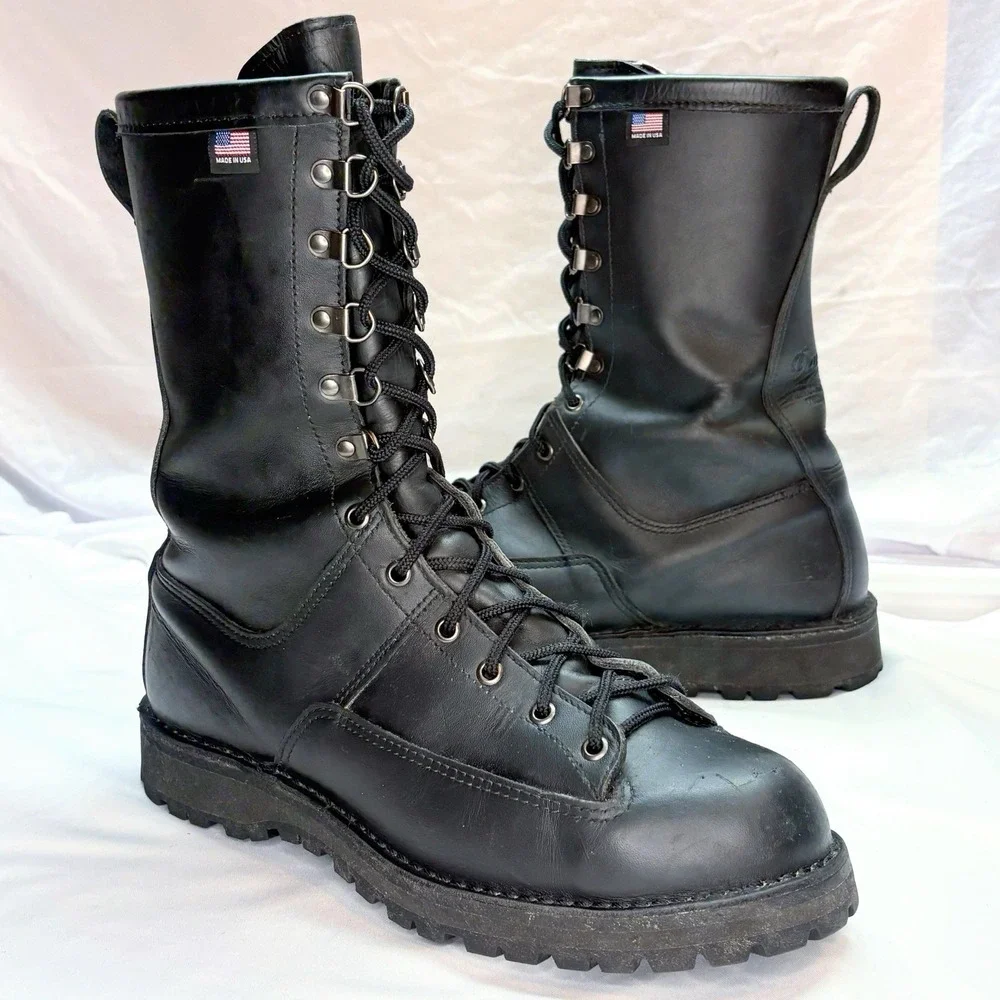 Danner Fort‎ Lewis 10in Mens Black Leather USA Military Boots 69110 13 D